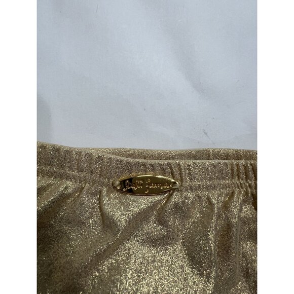 Luli Fama Wavy Luxe Stitch Scrunched Up Mini Skirt in Gold Rush - Picture 6 of 7